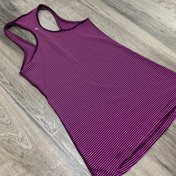 Lululemon Cool Racerback Hyper Stripe Raspberry Glo Light/Plum Size? S-M Women's - Picture 8 of 9